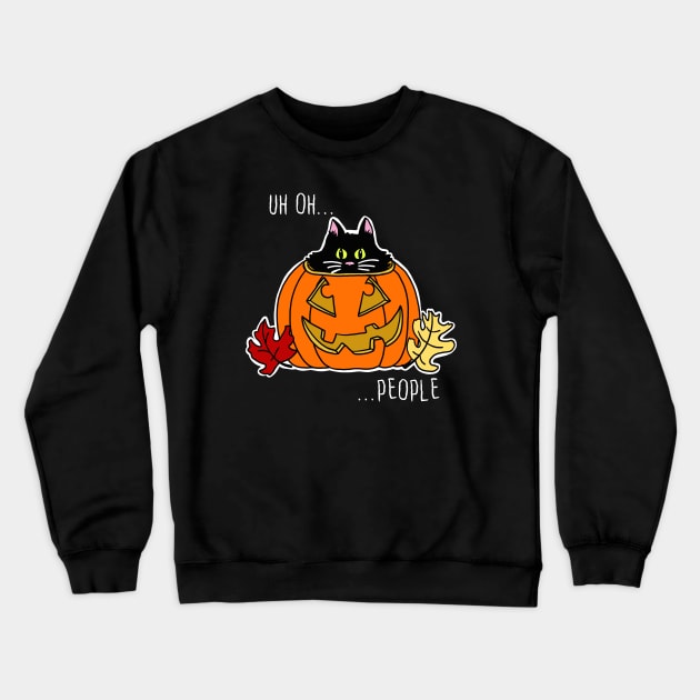 Scaredy Cat in a Jack-O-Lantern Crewneck Sweatshirt by SNK Kreatures